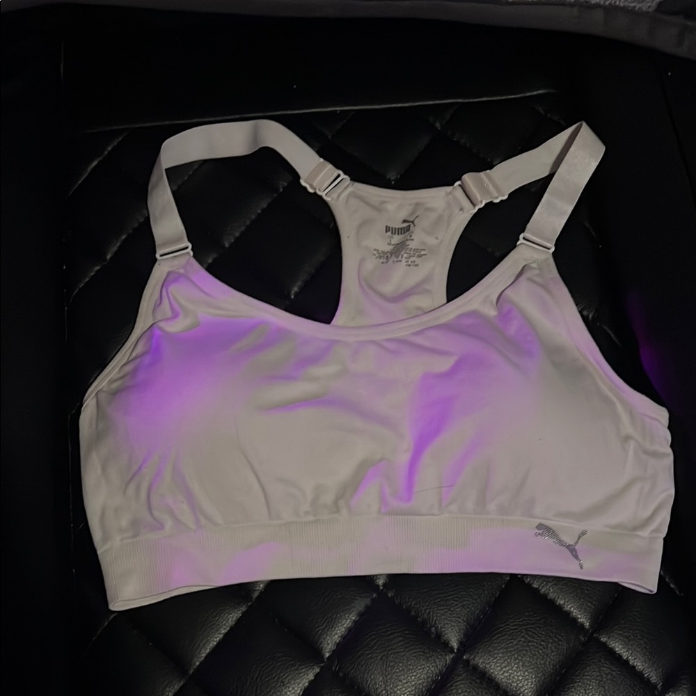 Puma White Sports Bra Seamless Racerback Design